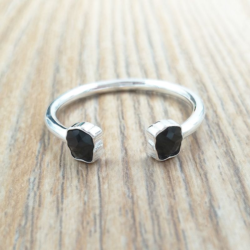 925 Sterling Silver Mini Onix Open Ring Company With Onyx Bear Andy Jewel  From Pando_jewel, $10.27