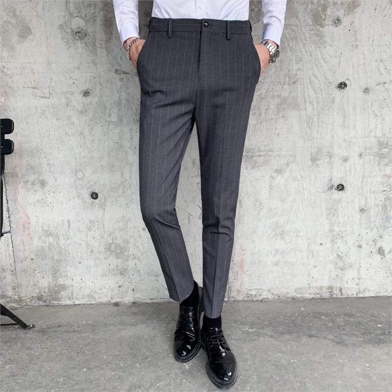 Compra Trajes Para Hombres Blazers Vintage Traje Pantalones Rayados Simple  Casual Style Pantalones Oficina De Negocios De Moda Profesional Barato |  Entrega Rápida Y Calidad | Es.Dhgate