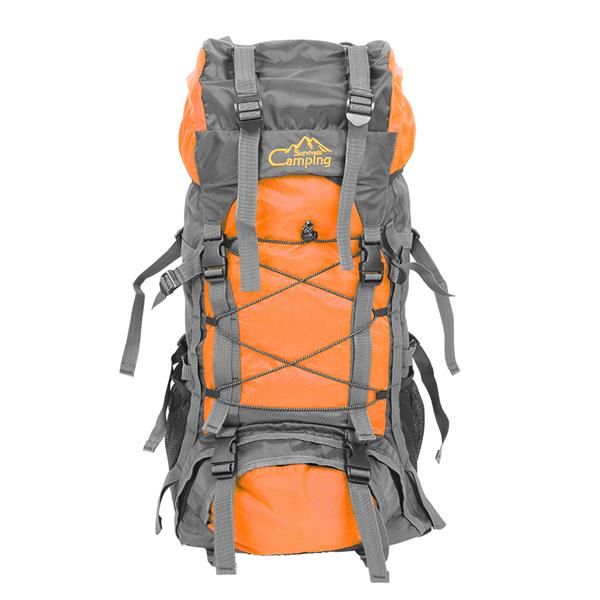 Grote capaciteit 60L waterdichte opvouwbare rugzak camping tas met regenhoes oranje grijs camping wandelen trekking sport reizen klimtassen