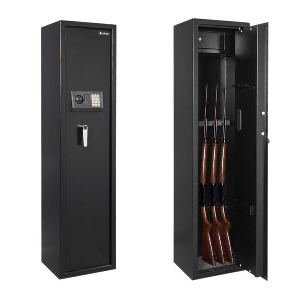 57 inch Mechanical 5 Gun Safe Rifle Shotgun Security Box Large Electronic Lock Jewlery Cash Home