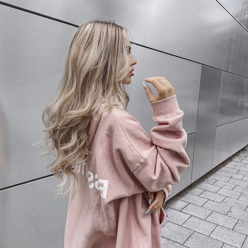 blush colored sweatshirt