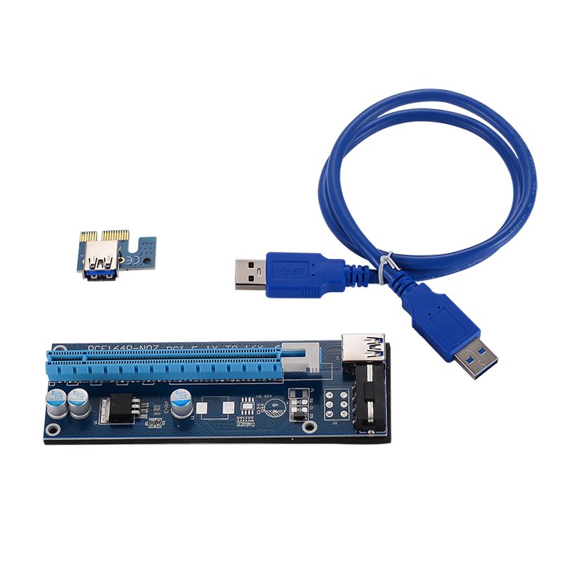 30CM 60CM PCI-E PCI Express Riser Card 1x إلى 16x USB 3.0 كابل بيانات SATA إلى 4PIN IDE Molex امدادات الطاقة