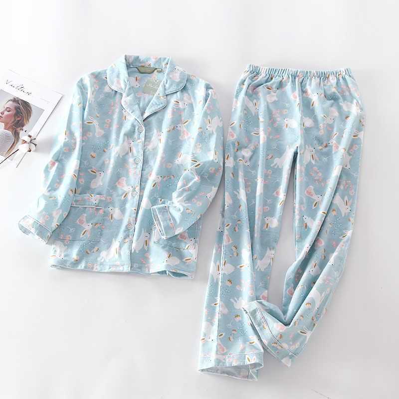 Cute Rabbit 100% Cotton Pajamas Sets Women Sleepwear Plus Size Cute ...