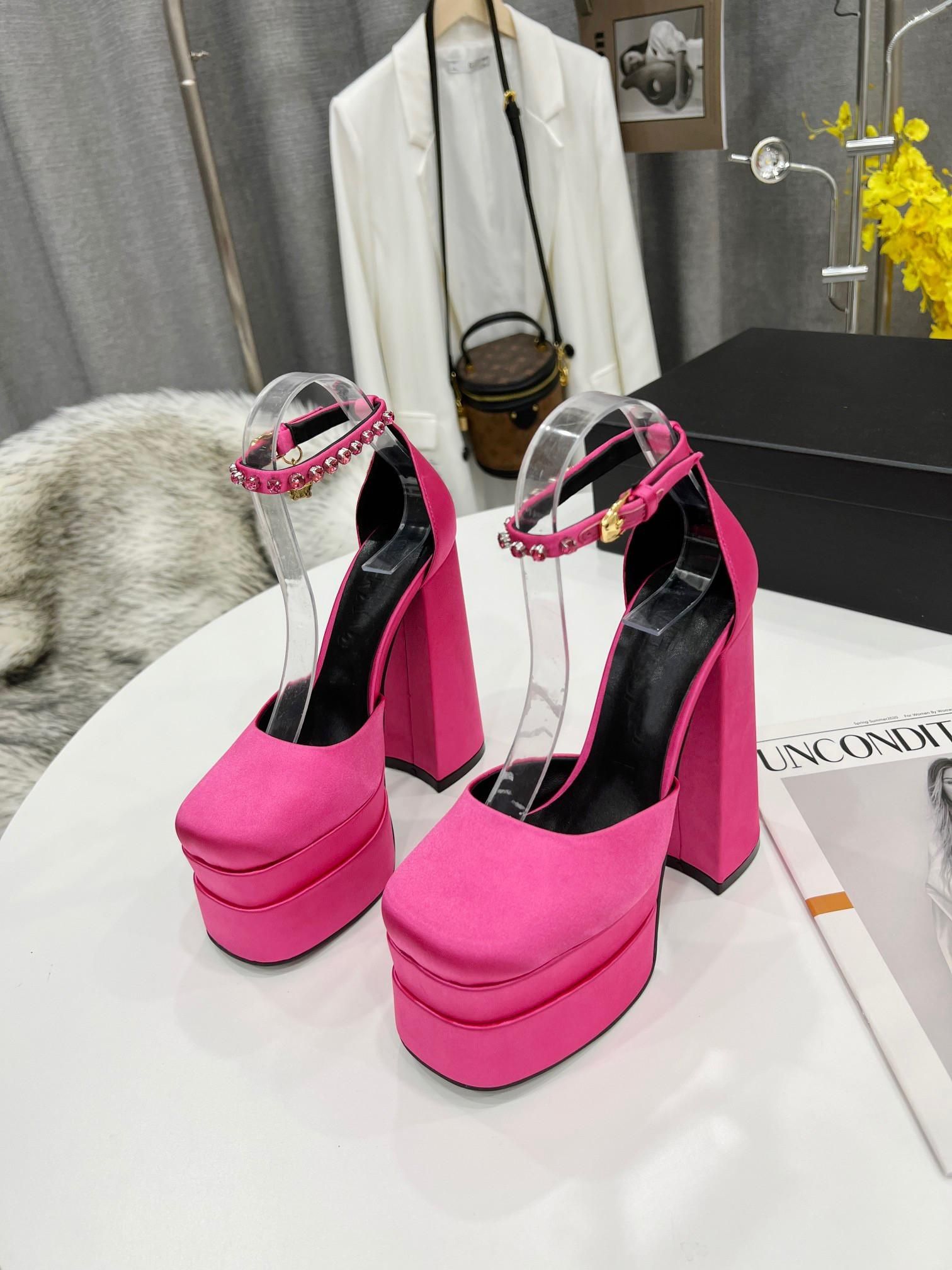 Sandalias de diseño Mujeres Aevitas Sandalia Plataforma Tacones Altos Zapatos Cristal Zapato Doble Tobillo