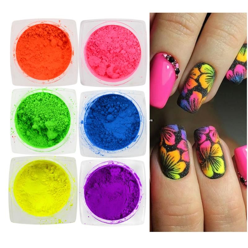 Nail Glitter 1box Neon Pigment Fluorescence Powder Dust Gradient Summer Design For Manicure Yellow Green Nail Glitter 1box Neon Pigment Fluorescence Powder Dust Gradient Summer Design For Manicure Yellow Green