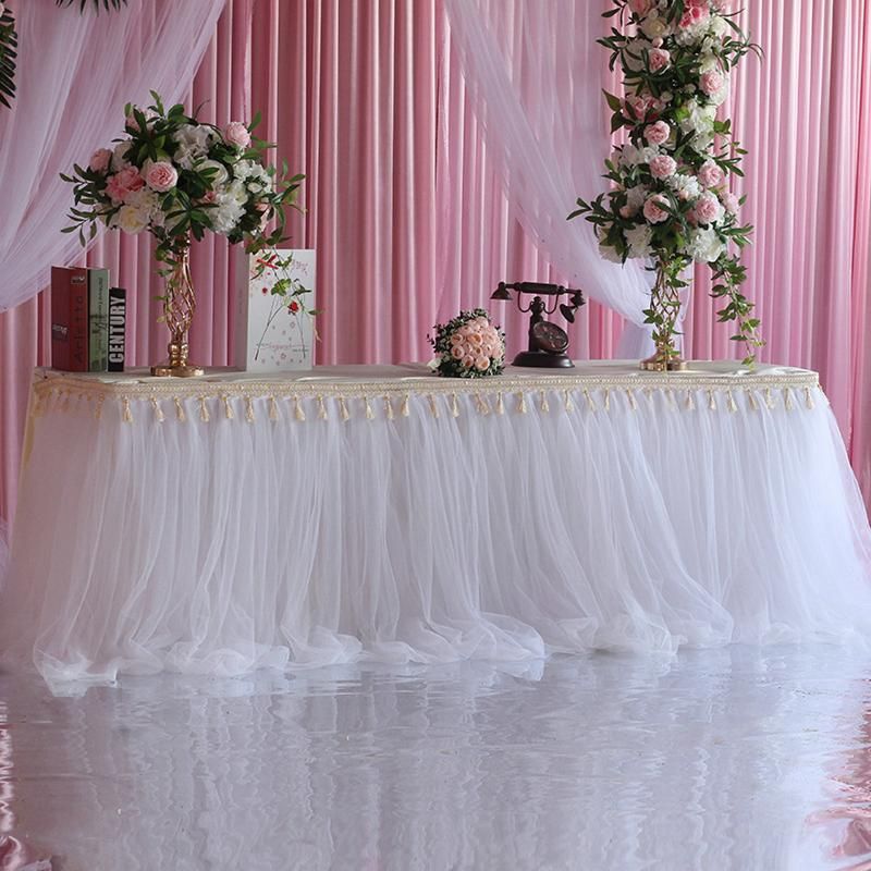 Rose KADUNDI Tulle Tutu Jupe de Table Gaze Vêtements de Table Douche de Bébé Princesse Anniversaire Mariage Décoration Faveur de Fête 36 “x 31“ 