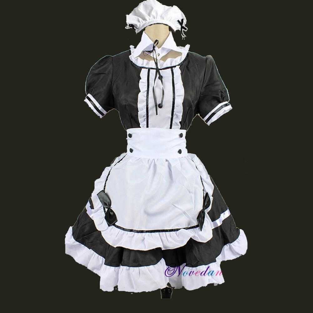 Women Black Sweet Gothic Lolita Maid 