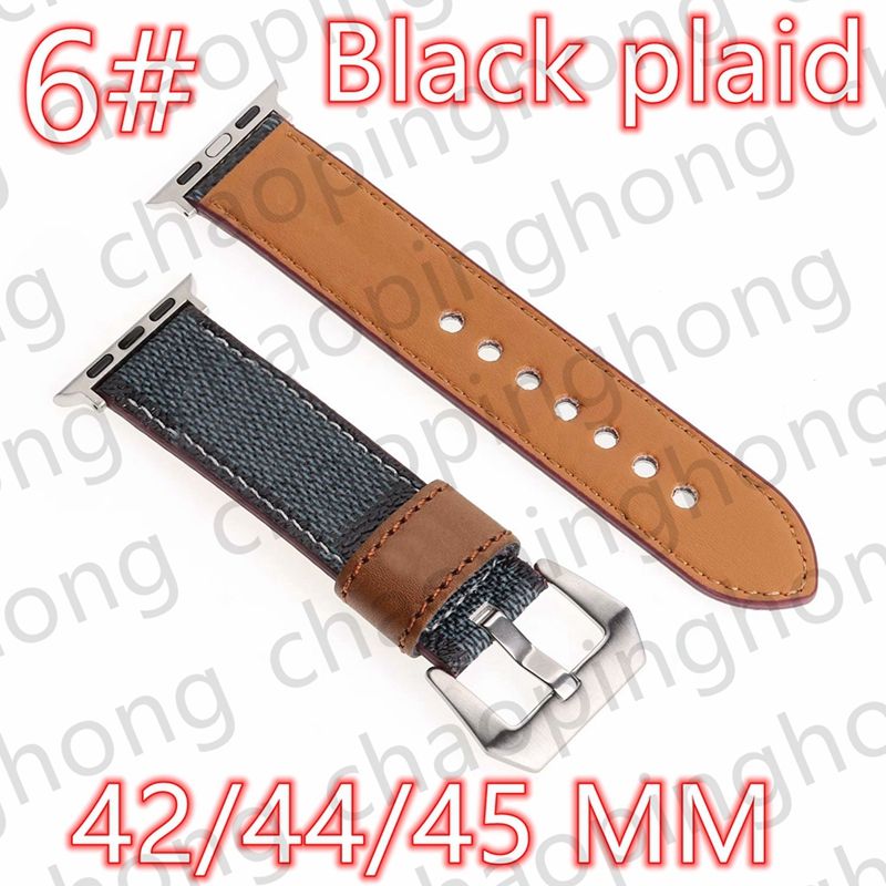 6# 42/44/45/49mm 블랙 격자 무늬+로고