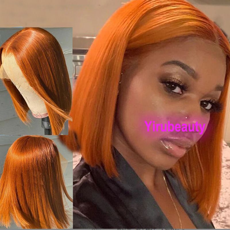 Peruvian Virgin 100% Human Hair 350# Color Bob Wig 13*4 Wigs 150%- Peruvian Virgin 100% Human Hair 350# Color Bob Wig 13*4 Wigs 150%-