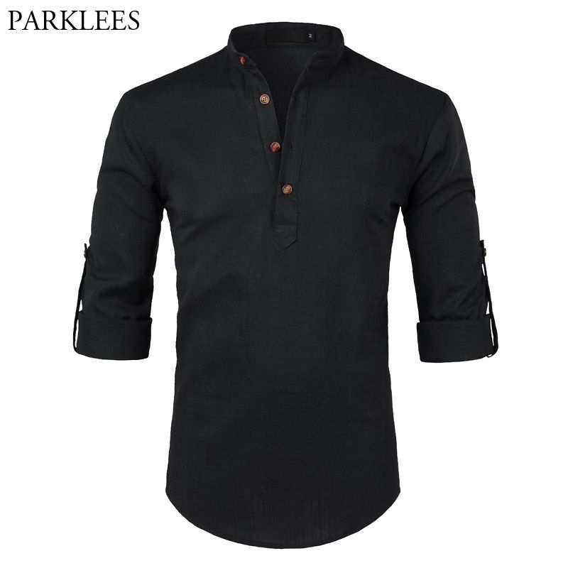 exterior Santuario flexible Camisa de lino de algodón negro Hombres Otoño NUEVO NUEVO Manga de manga para hombre Vestido exterior Santuario flexible Camisa de lino de algodón negro Hombres Otoño NUEVO NUEVO Manga de manga para hombre Vestido