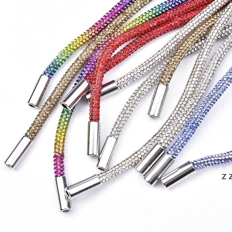 2021 Full Rhinestone DIY Drawstring Trousers Rope Cap Rainbow Shoelace