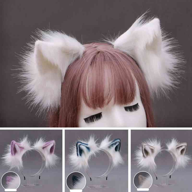 Furry Bendable Cat Ears Headband Cute Flurry Plush Simulation Animal Cosplay Hair Hoop Japanese Kawaii Lolita Furry Bendable Cat Ears Headband Cute Flurry Plush Simulation Animal Cosplay Hair Hoop Japanese Kawaii Lolita