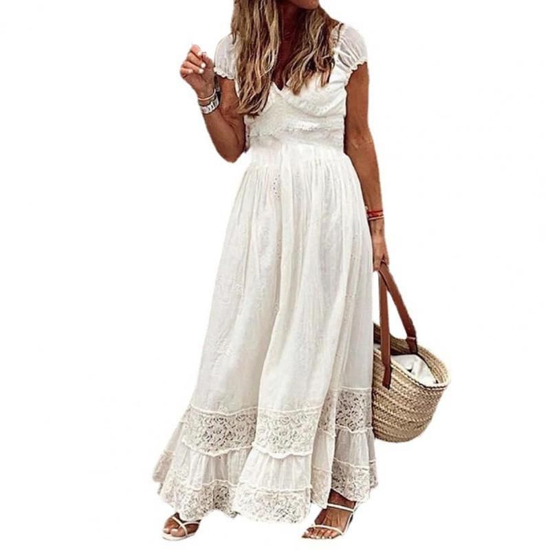 Compra Vestidos Casuales Femenino Sin Mangas Vestido Largo Elegante Color  Sólido Costura En V Cuello Vestidos Sueltos Playa Boda Partido 3xl Tamaño  Barato | Entrega Rápida Y Calidad | Es.Dhgate