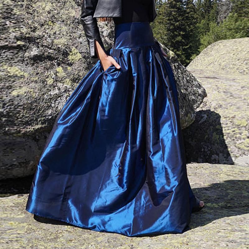 Women Puffy Floor Length Maxi Skirt 