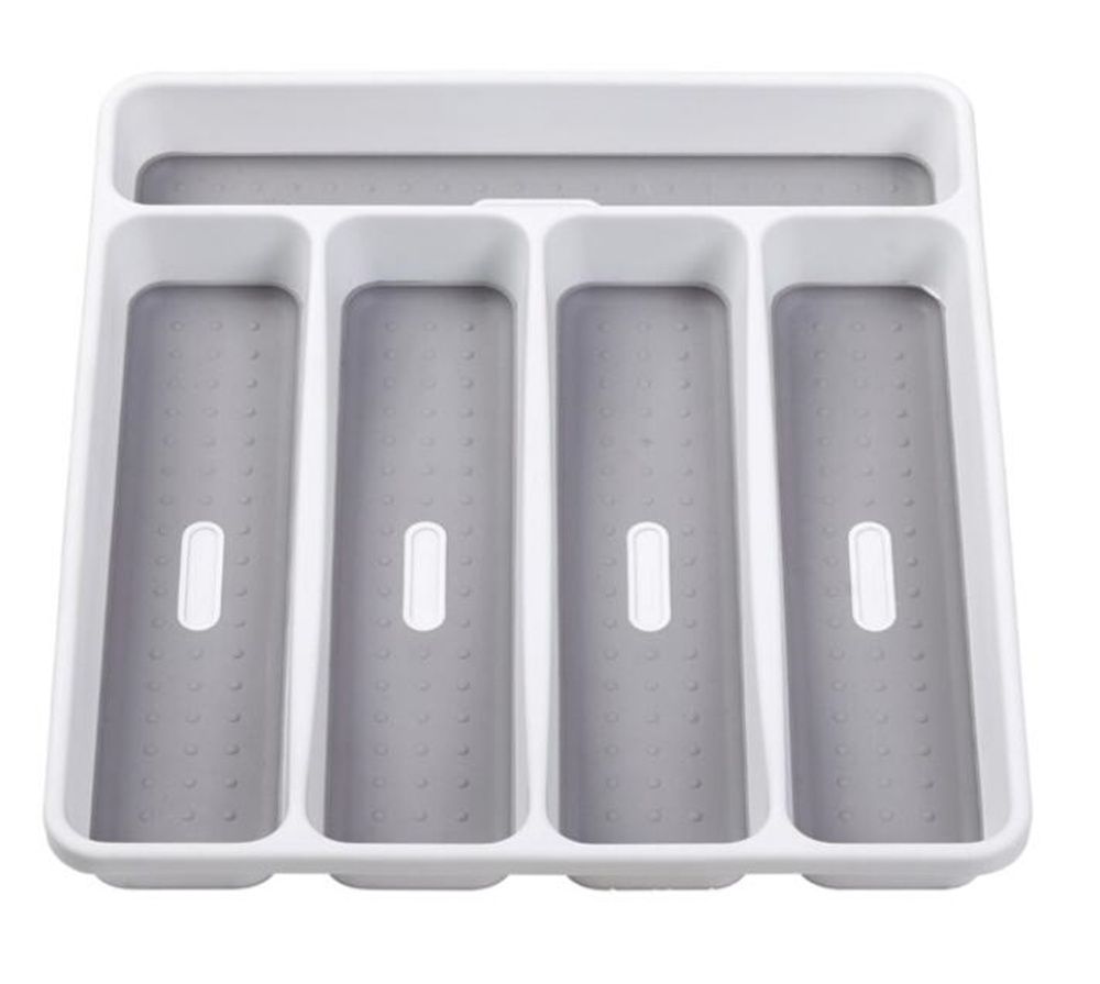 5 compartimentos para cocina Organizador de cubiertos para cajón FYY alto x ancho x profundidad: 4,7 x 32,2 x 28,4 cm de plástico sin BPA cuarto de baño oficina color blanco 