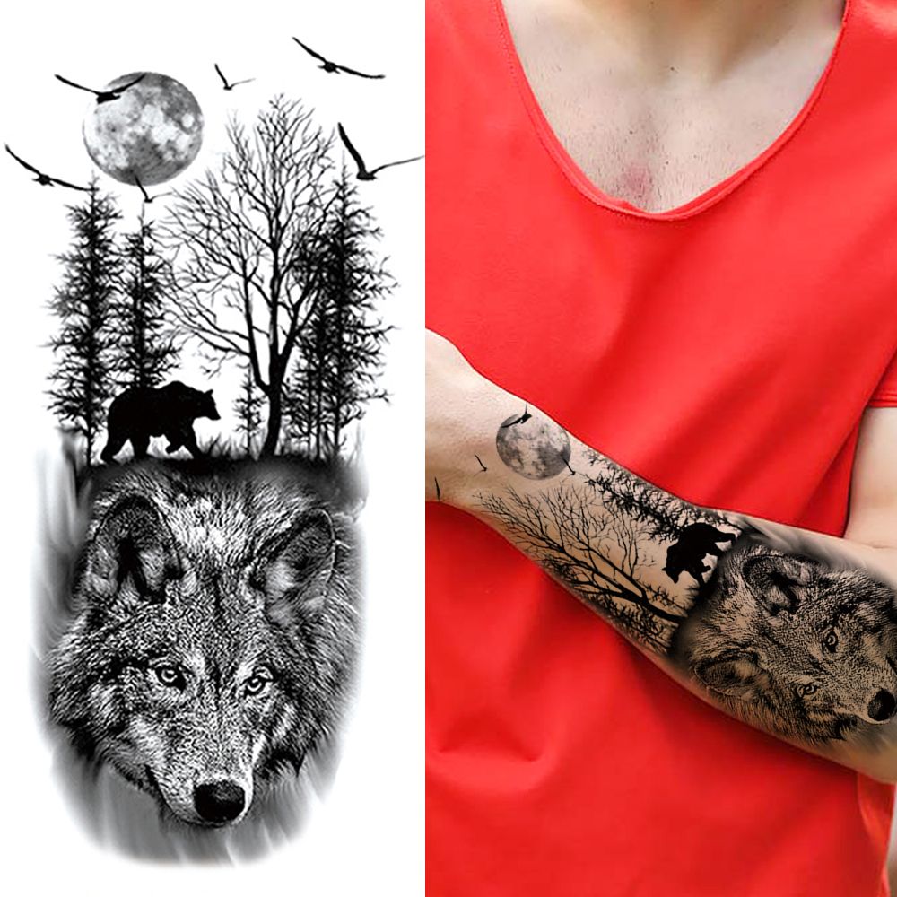 Cross Lion Waterproof Temporary Tattoo Sticker Fake Body Art Arm