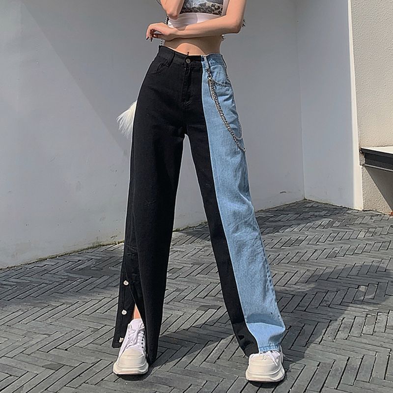 Compra Nuevo Verano Vintage Jeans Mujer Largo Vaquero Femenino Femenino  Suelto Cintura Alta Ropa Dividir Pierna Pantalones Vaqueros Barato |  Entrega Rápida Y Calidad | Es.Dhgate