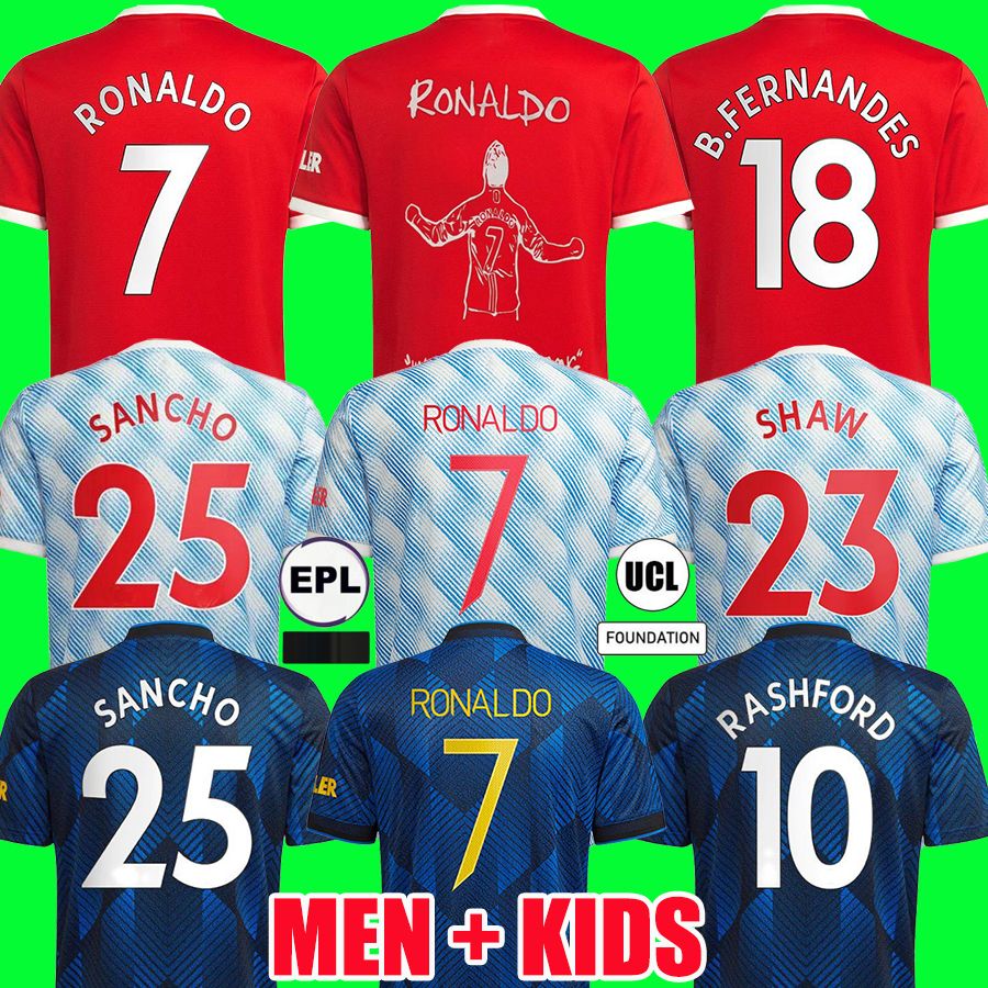 Acheter Maillots De Football Manchester 21 22 Ronaldo Version Joueur United Pogba Sancho Bruno Fernandes Rashford Maillot De Foot 21 22 Homme Kit Enfants Soccer Jerseys De 6 93 Du Effectsports Fr Dhgate Com