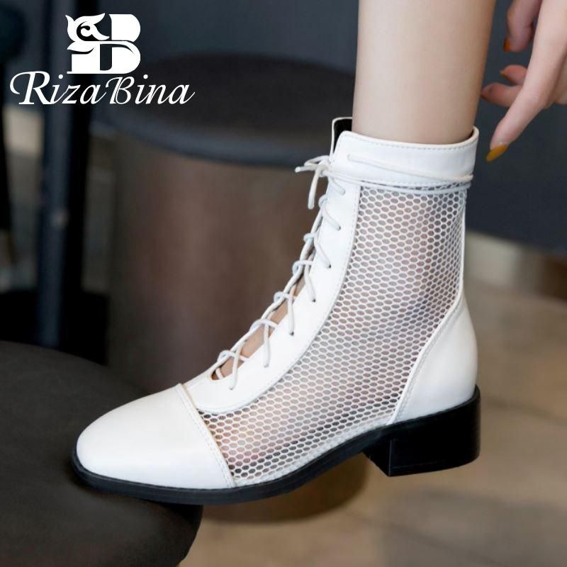 Compre Rizabina Tamaño 32 43 Mujeres Botas De Verano Square Toe Lace Up Mujer  Botas Cortas Moda Moda Sexy Damas Zapatos De Fiesta Calzado A 44,63 € Del  Nocturnee | Es.Dhgate.Com