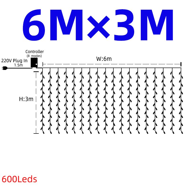 6×3m  - 冷たいホワイト