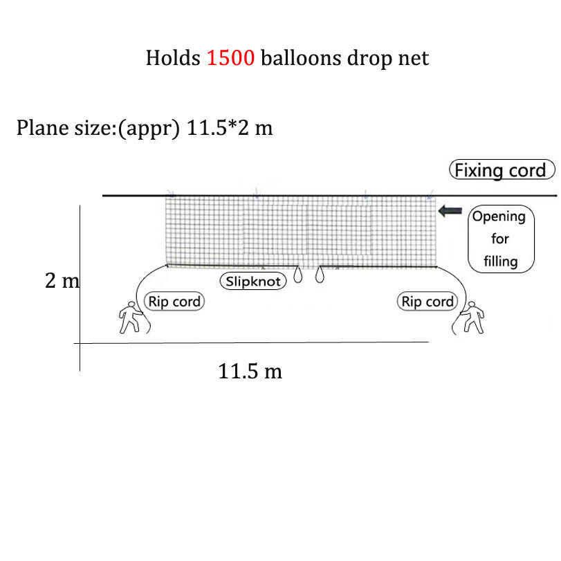 Holds 1500 Balloons-Long Drop Net