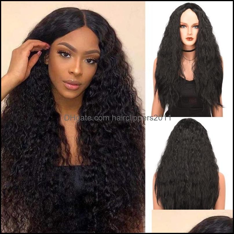 Synthetic Wigs Hair Products Black Long Wig Fluffy Curly For Women Daily Natural Looking Middle Part Hairstyle African American Drop Deliver Synthetic Wigs Hair Products Black Long Wig Fluffy Curly For Women Daily Natural Looking Middle Part Hairstyle African American Drop Deliver