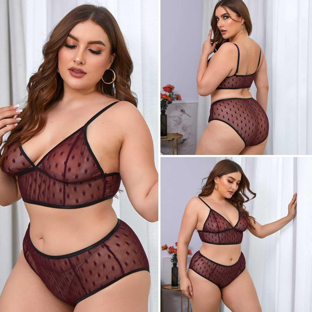 Best 4XL Plus Size Women Sexy Hot Polka Dot Patchwork Sleepwear Underwear Nightwear Two Pieces Set Sex Costumes Homewear Under $10.64 | DHgate.Com