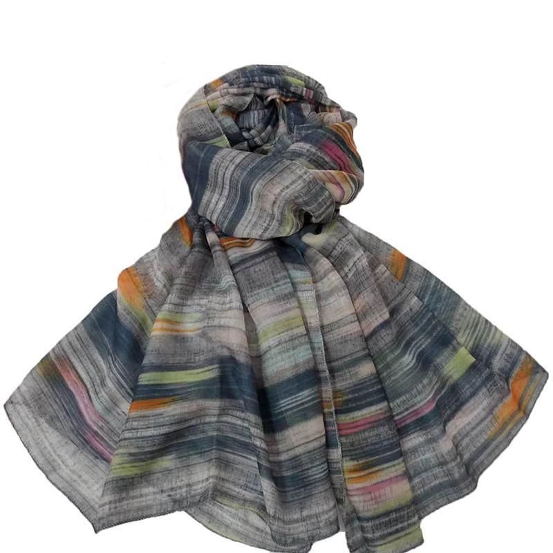Bufandas 2021 Moda Tinta Imprimir Mantones a rayas Shade Cotton Soft Diseño Hijab