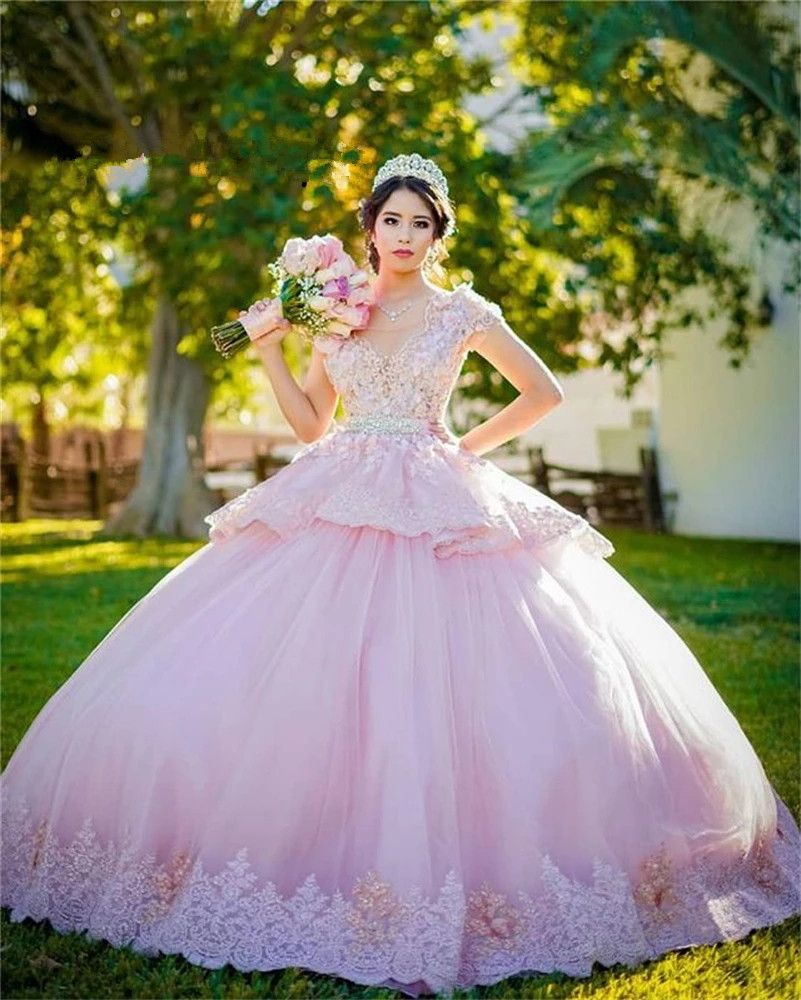 Princesa 2022 rosa tul bola vestido quinceanera vestidos v cuello dulce 16 vestido fiesta desgaste vestido Princesa 2022 rosa tul bola vestido quinceanera vestidos v cuello dulce 16 vestido fiesta desgaste vestido
