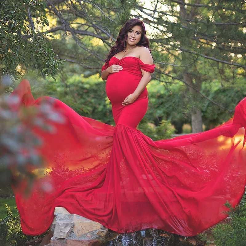 Pregnant Women Long Maxi Maternity Dress Photography Prop Photo Shoot Ball Gown 