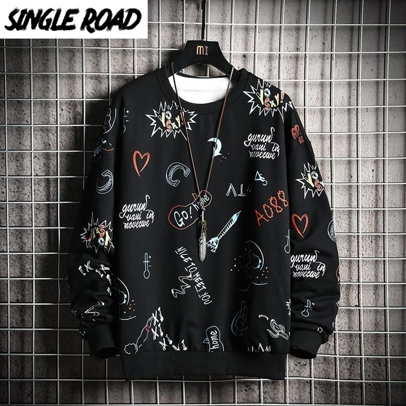 Compra Singleroad Crewneck Sudadera Hombres Anime Graffiti Sudaderas Hip  Hop Harajuku Streetwear Japonés Sudadera Con Capucha Negra Hombres 201201  Barato | Entrega Rápida Y Calidad | Es.Dhgate