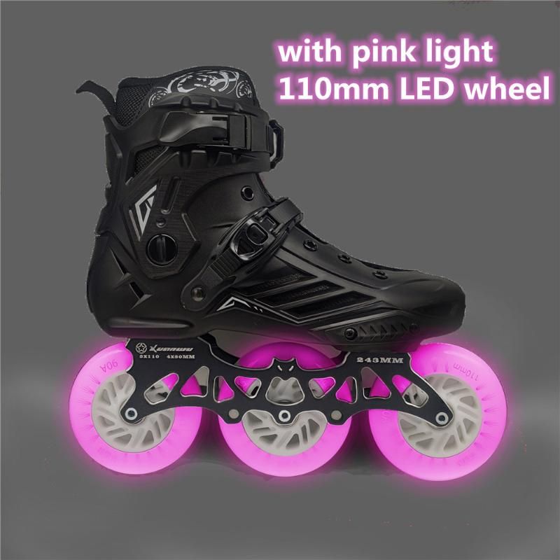 Patines de rodillos en línea 3 ruedas LED zapatos de flash 3x110mm azul verde rojo rosa color claro skate street patines 110mm