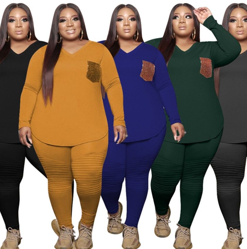 Compra Talla Grande 3xl 4xl 5xl Mujeres Chándalsuits Outfits Sweatsuits  Sólidos Ropa De Primavera Manga Larga Ropa Jogger Traje Camiseta Leggings  4519 Barato | Entrega Rápida Y Calidad | Es.Dhgate