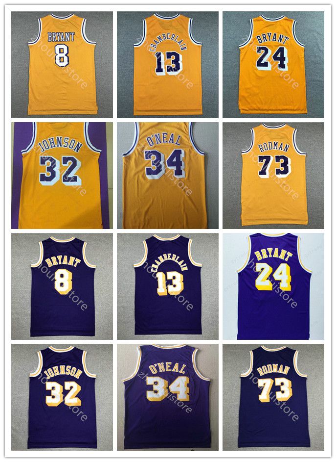 Hombres Vintage Baloncesto Dennis Rodman Jersey 73 Wilt Chamberlain Jerry West 44 Elgin Baylor 22