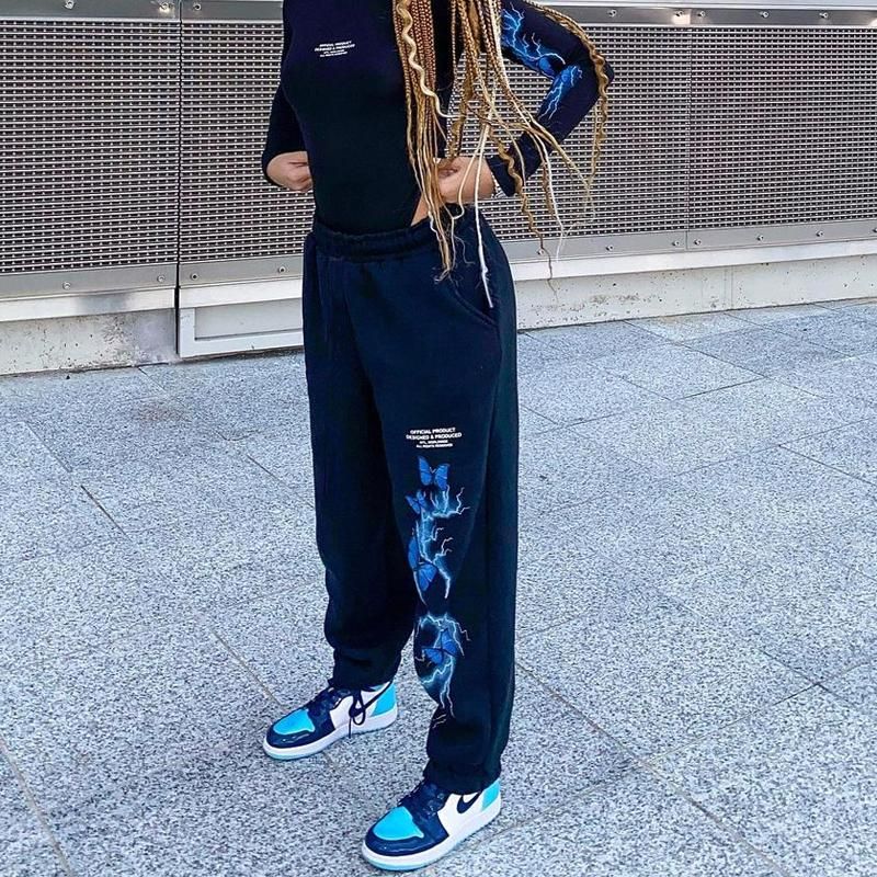 Compra Pantalones Para Mujer Capris 2021 Moda Mariposa Black Harajuku Punk  Sweetpants Mujeres Casual Bolsillo Suelto Cintura Alta Loggers Barato |  Entrega Rápida Y Calidad | Es.Dhgate