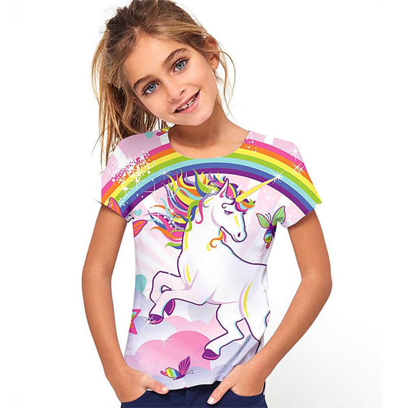 Unisex Youth 3D Unicorns Rainbow 3D Printing T Shirts Short Sleeve Kids Tee Unisex Youth 3D Unicorns Rainbow 3D Printing T Shirts Short Sleeve Kids Tee