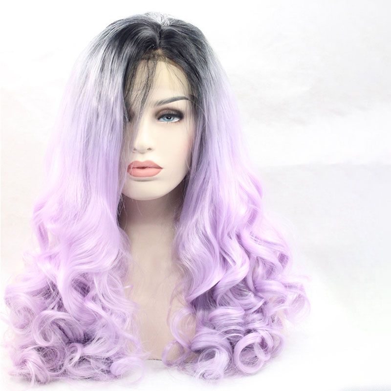 Purple Synthetic Lace Front Wigs Ombre Black To Purple Synthetic Hair Lace Front Wigs For Black Women From Mimi Beauty 31 25 Dhgate Israel