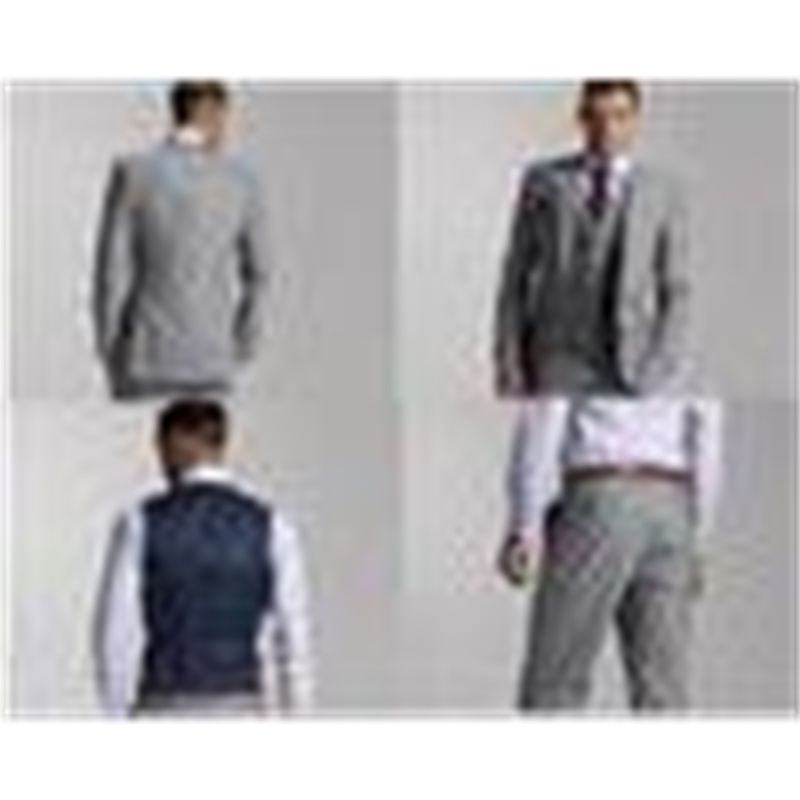Custom Made Slim Fit Groom Tuxedos Light Grey Side Slit Best Man Suit Wedding Groomsman/Men Suits Bridegroom (Jacket+Pants+Tie+Vest) G653