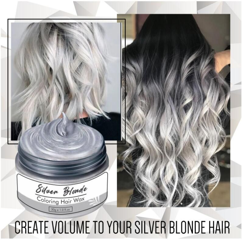 Temporary Silver Gray Hair Wax Pomade for People, Luxury Coloring Mud Grey  Hair Dye, Washable Treatment