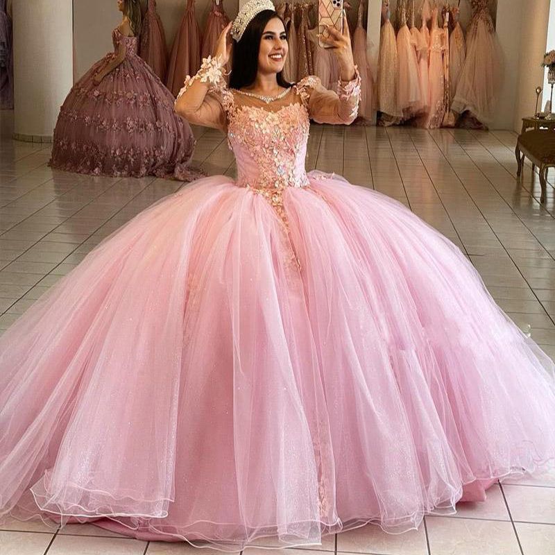 Luz Rosa Princesa Vestido Para Quinceañeras De Cuello En V Brillo Lentejuelas Flores Partido Dulce 16 Vestido Vestidos De 15 Años | Luz Rosa Princesa Vestido Para Quinceañeras De Cuello En V Brillo Lentejuelas Flores Partido Dulce 16 Vestido Vestidos De 15 Años |