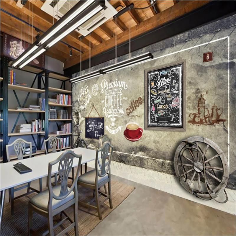 Fondos de pantalla Retro Café y Food Theme Decoración Industrial 3D Fondo  Papel Pintado Mural Cafetería