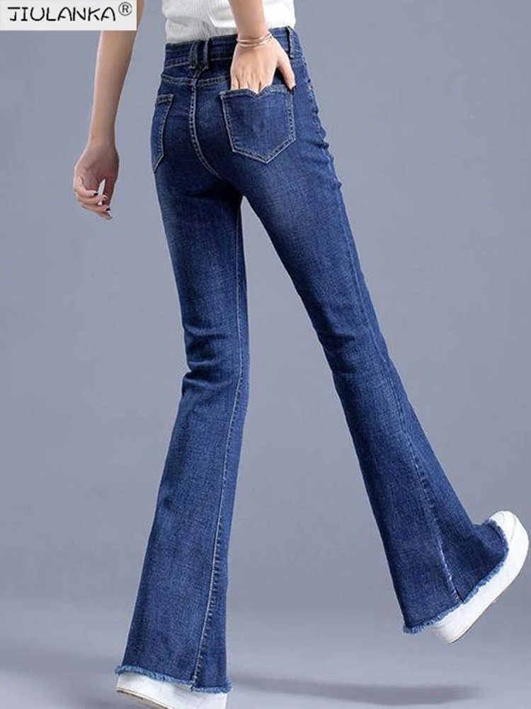 Голубые расклешенные джинсы5