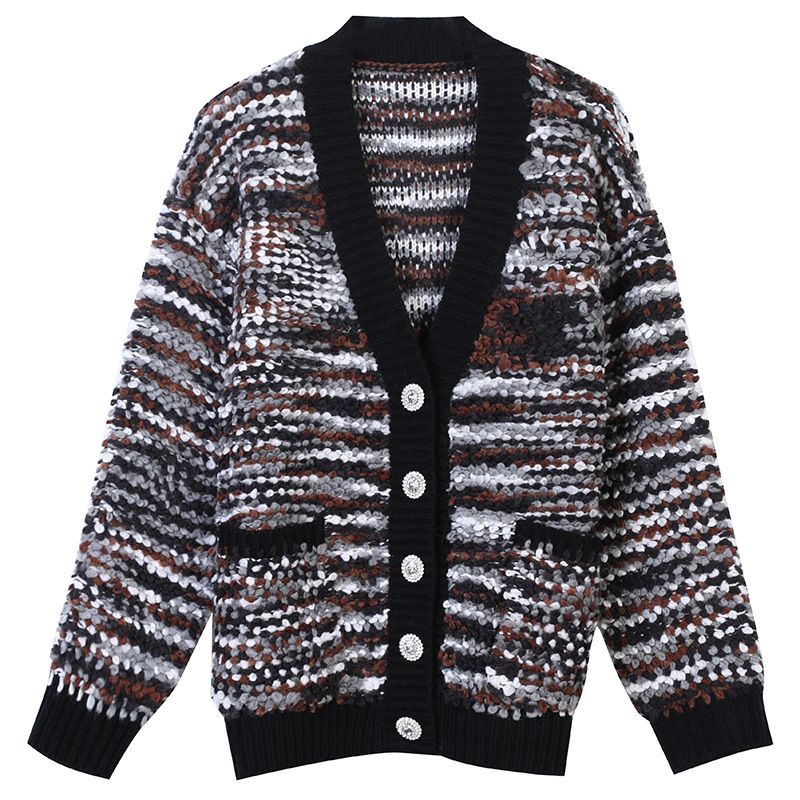 Mujeres elegantes Fleece Cardigan Otoño Invierno Botón de abrigo con bolsillo 