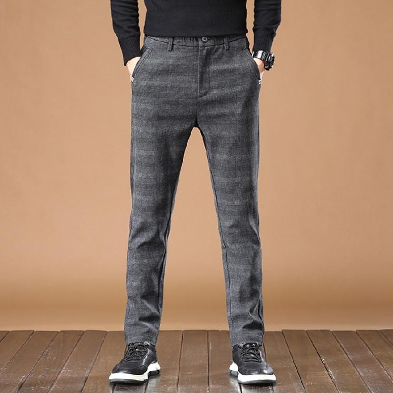 Compra Pantalones Para Hombres Plaid De Estilo Clásico Elástico Recto  Pantalón Formal Masculino TRABAJO NEGRO STRED MARCA ROPA DE HOMBRES Barato  | Entrega Rápida Y Calidad | Es.Dhgate