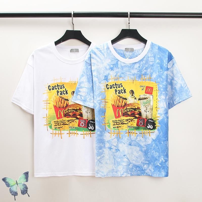 Compra Cactus Jack Corbata Tinte T Shirt Hamburguesa De Alta Calle Papas  Fritas Manga Corta Camiseta Hombres Mujeres Azul Blanco Barato | Entrega  Rápida Y Calidad | Es.Dhgate