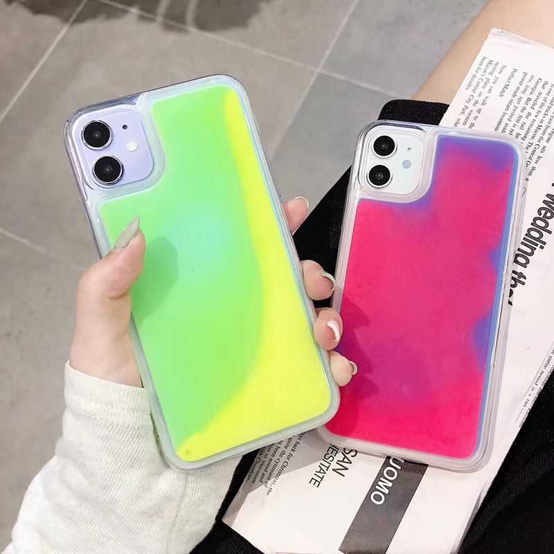 Glow Luminous Neon Sand Case For iPhone 15 14 13 12 Pro Max 11 X 8 Glitter  Cover