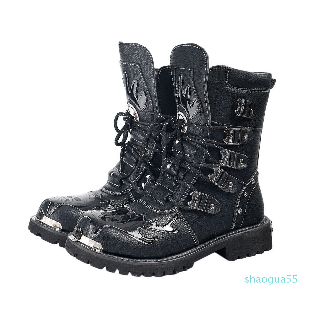 Acquistare Punk Rock Uomo Stivali Stivaletti In Pelle Nera Scarpe Da  Caviglia In Metallo Decorazione In Metallo Personality Mens Scarpe  Economico | Consegna Veloce E Qualità | DHgate Italy