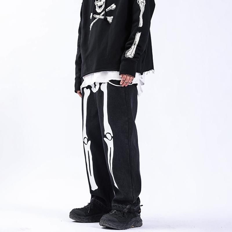 Acquistare Jeans Da Uomo 2021 Scheletro Di Primavera Scheletro Oversized  Black Pants Denim Mens Streetwear Hip Hop Harem High Wasit Pantaloni Lavati  Economico | Consegna Veloce E Qualità | DHgate Italy