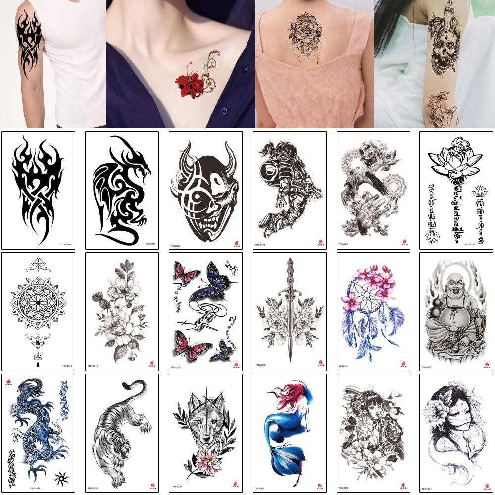 12x19cm TBS Fake Black Temporary Tattoo Body Art Sticker Totem Dragon  Flower Snake Wolf Design For Woman Men Waterproof Henna Jewelry Tattoo From  Homimly, $1.01 | DHgate.Com