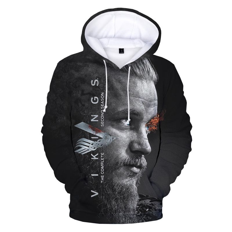 Nuevos vikingos Ragnar Lothbrok Sudaderas capucha 3D Sudadera redonda Cuello con Moda Hombres
